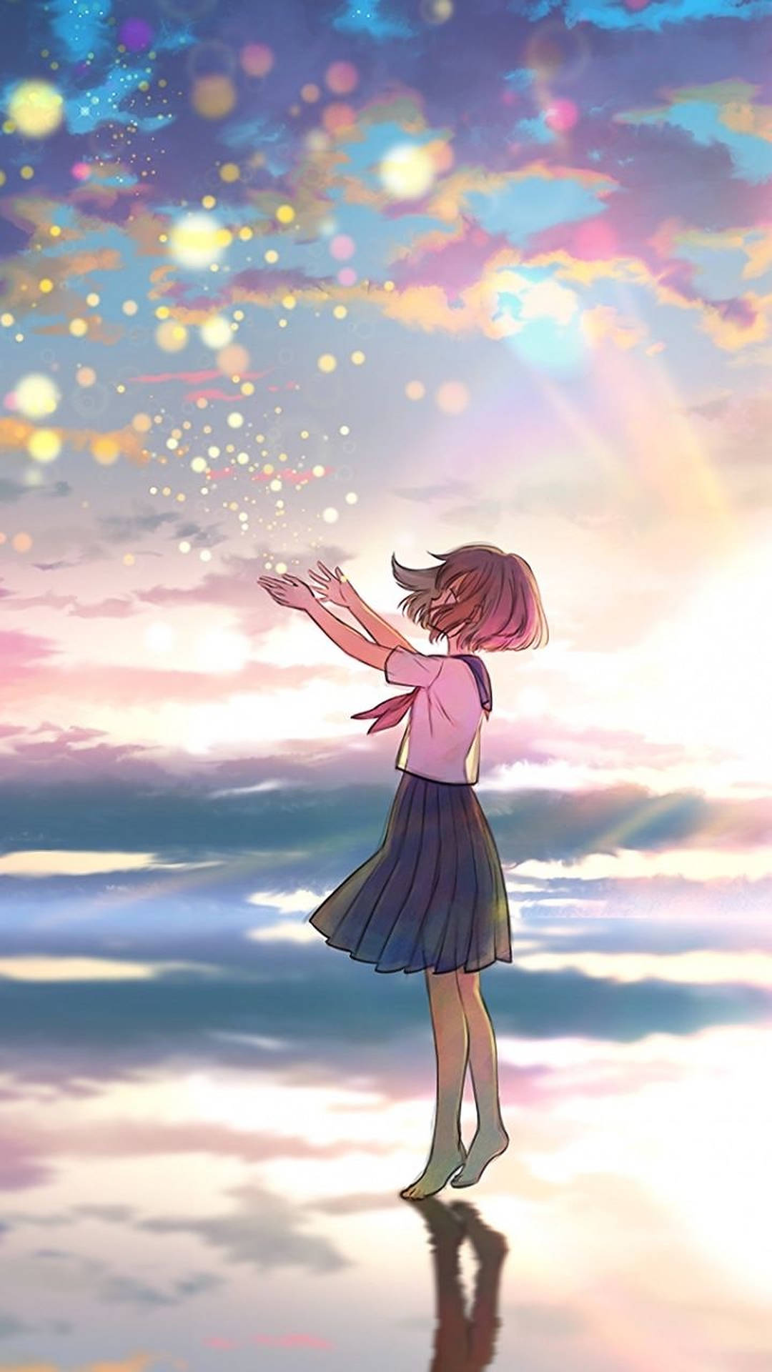 Aesthetic Anime School Girl Background