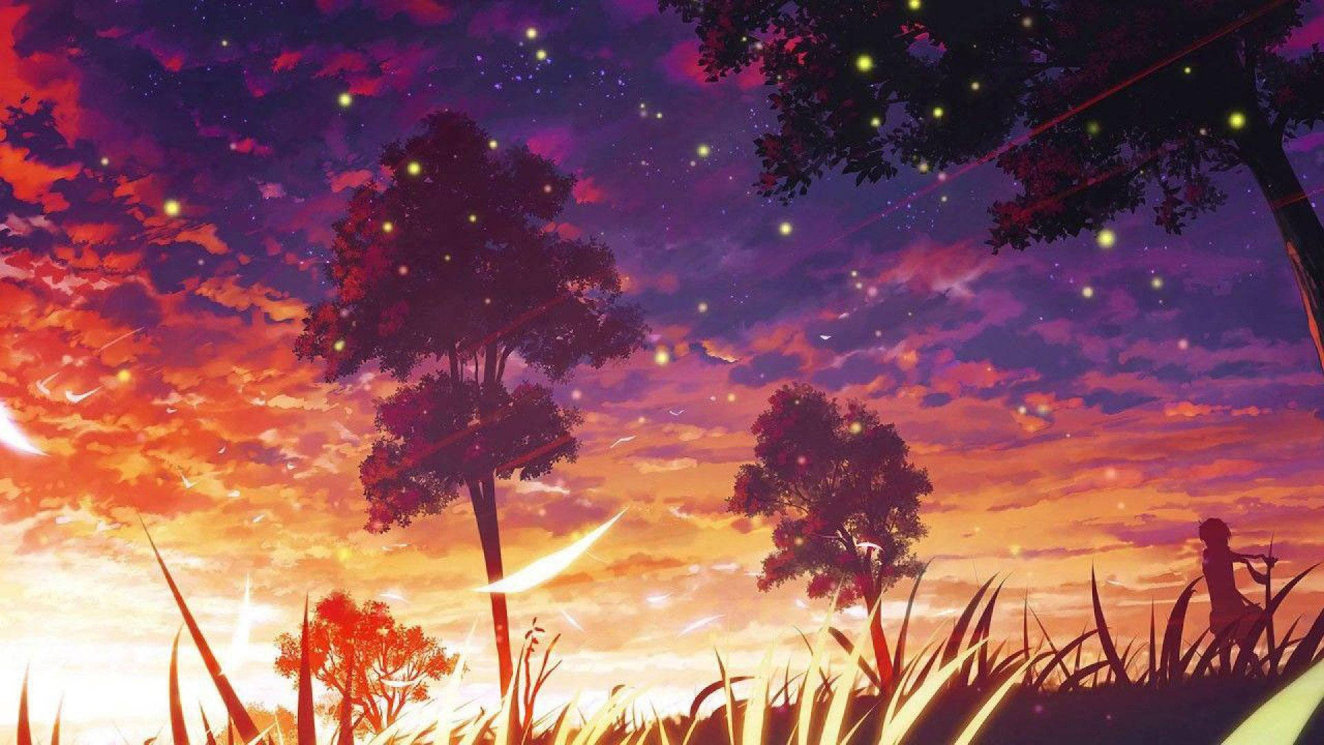 Aesthetic Art Fireflies Background
