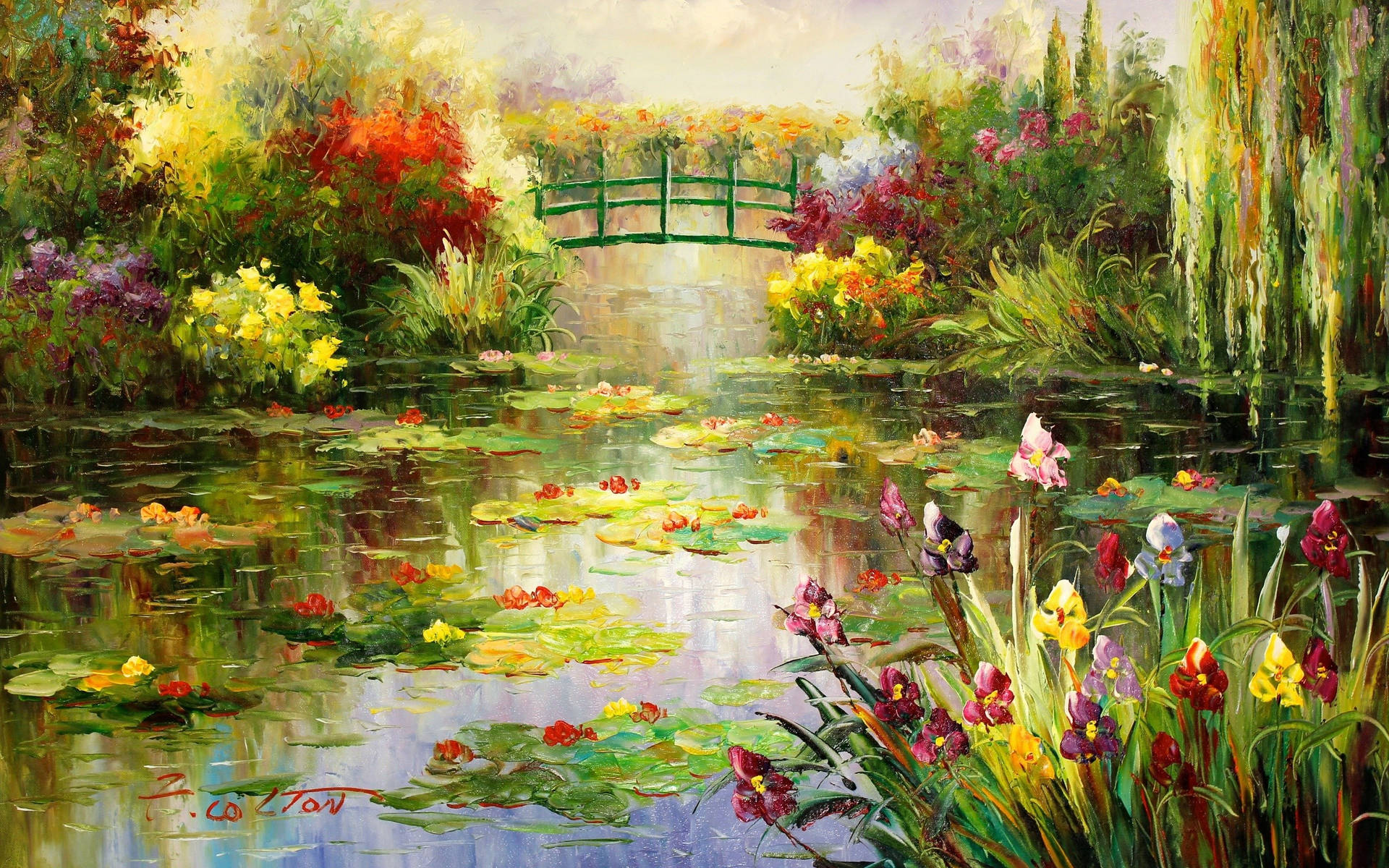 Aesthetic Art Flower Pond Background