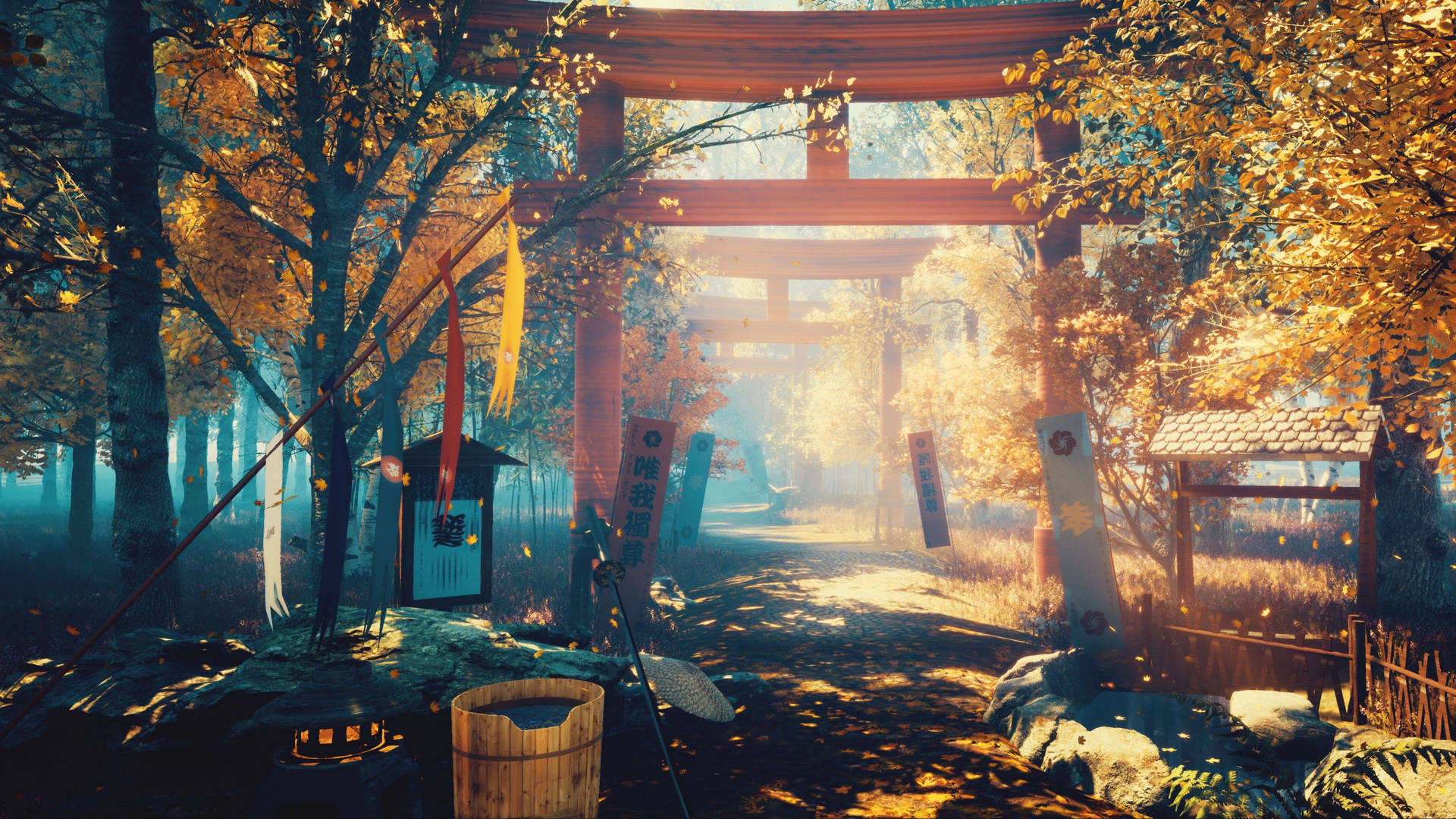 Aesthetic Art Shinto Shrine Background