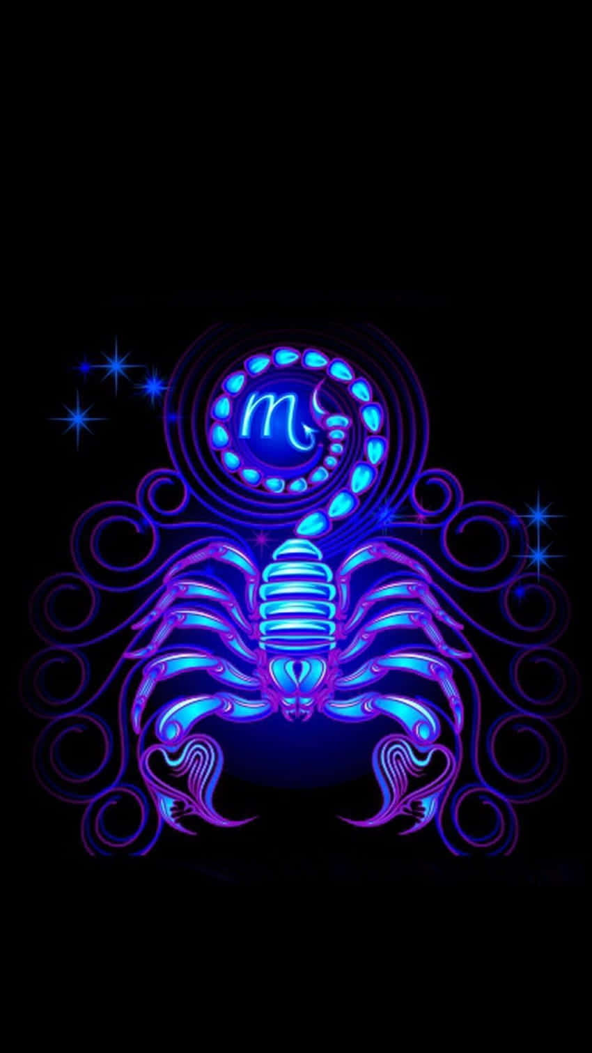 En skorpion med et blåt og lilla baggrund Wallpaper