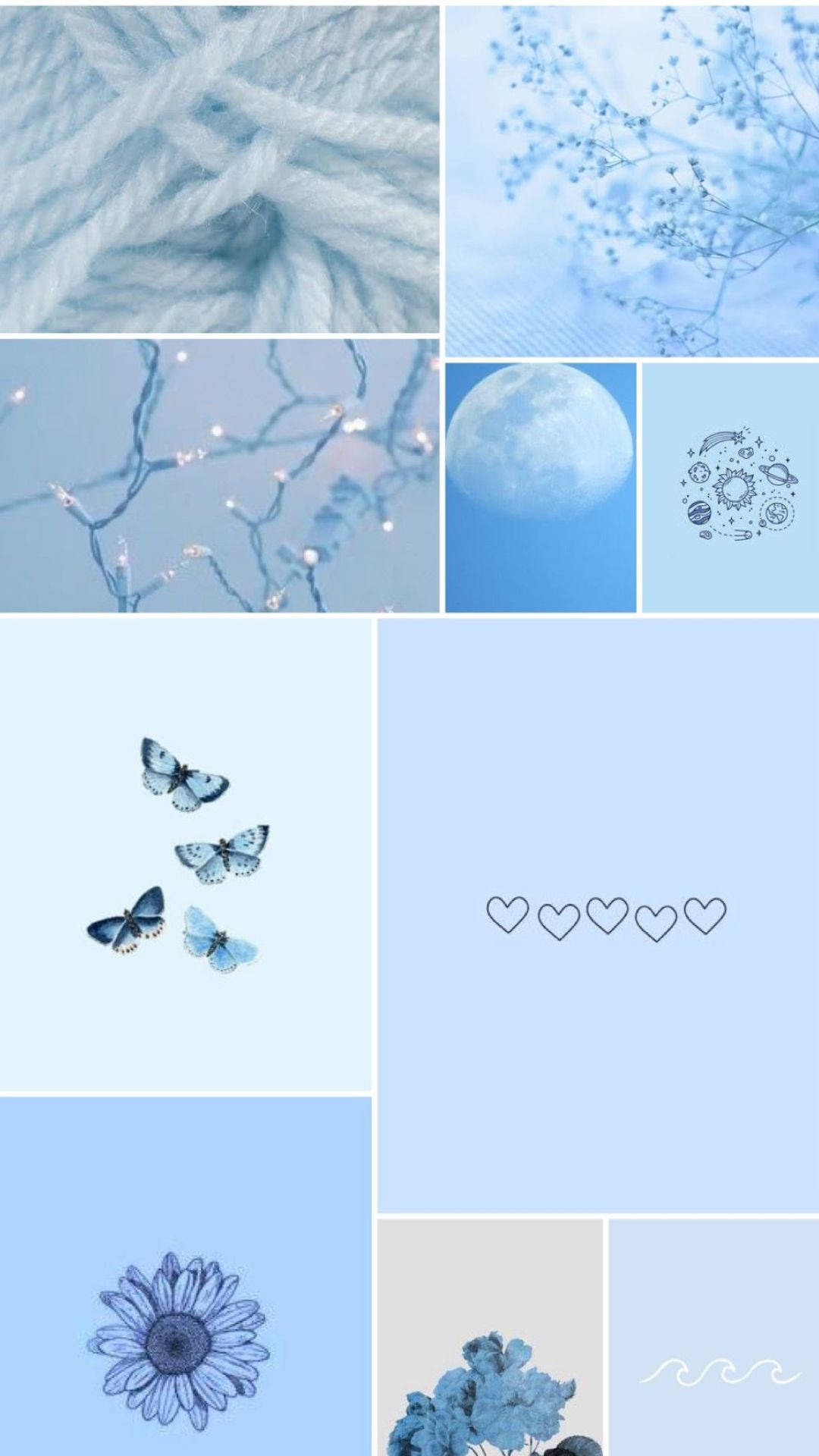 Aesthetic Baby Blue Collage Wallpaper