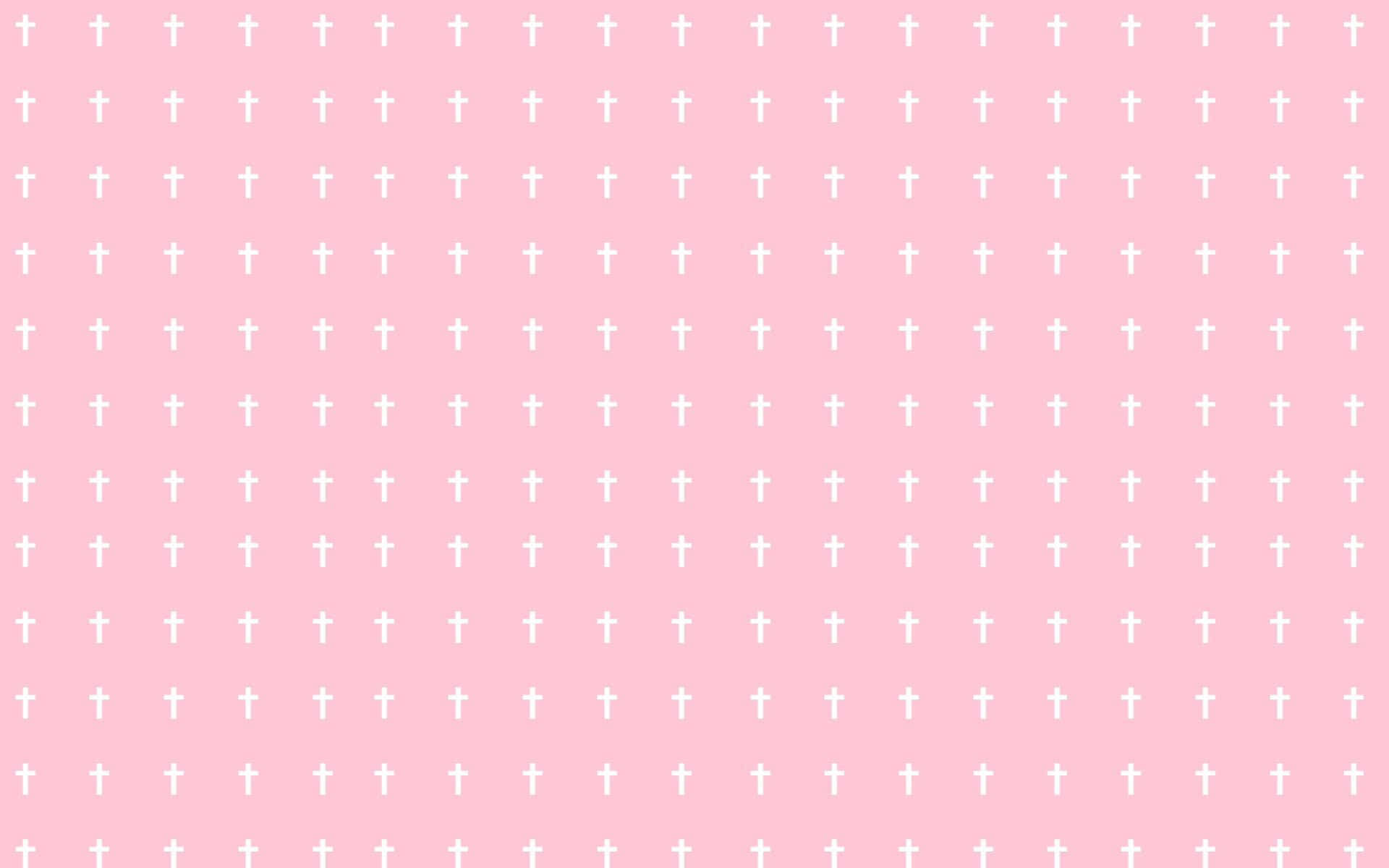 Aesthetic Baby Pink And White Cross Wallpaper
