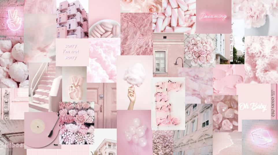 Aesthetic Baby Pink With Many Pictures Wallpaper