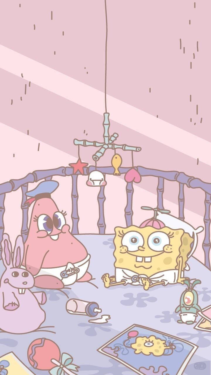 Estetisktbaby Spongebob Och Patrick. Wallpaper
