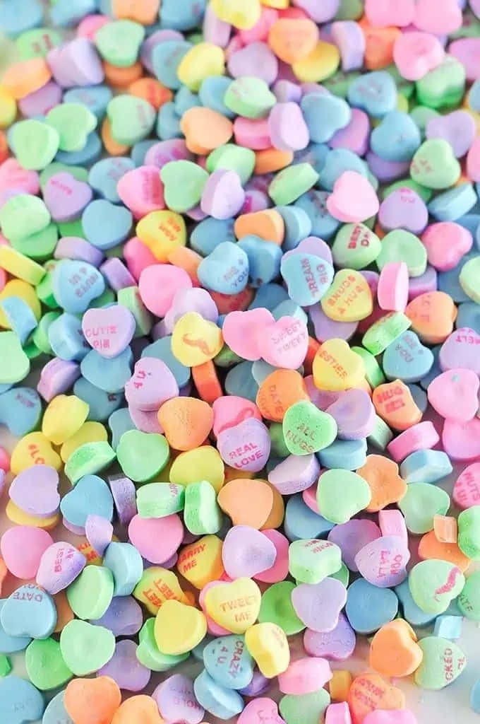 Cute Heart Candies Aesthetic Background
