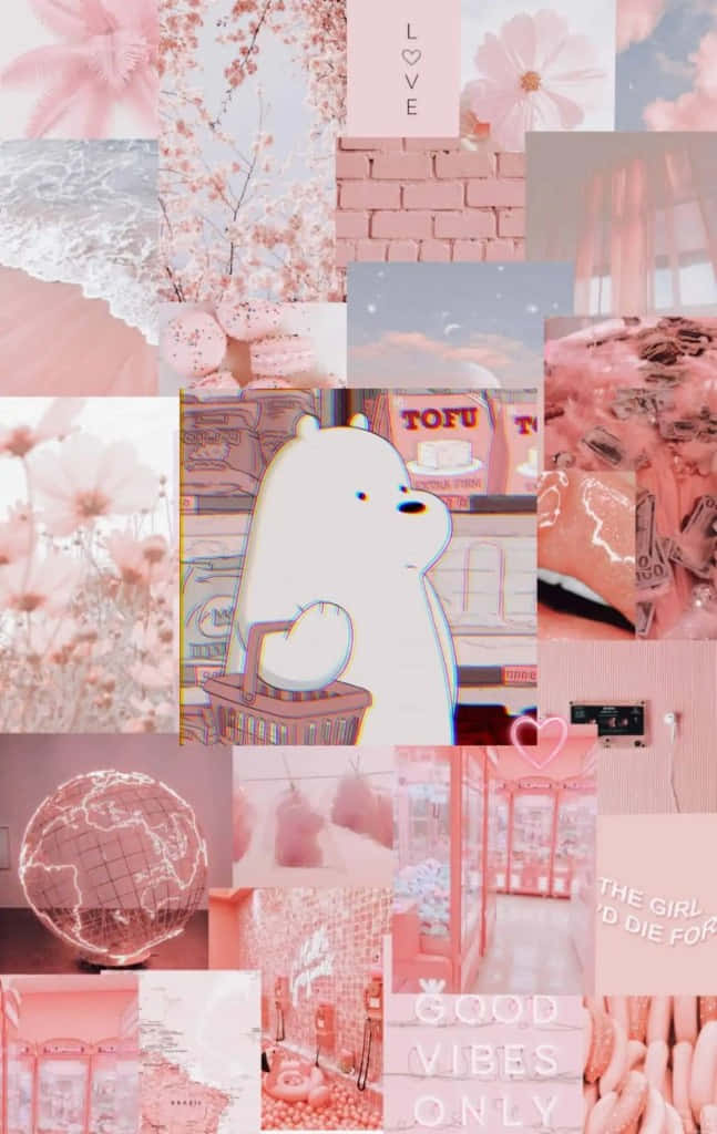 Sød Pink Collage Æstetisk Baggrund