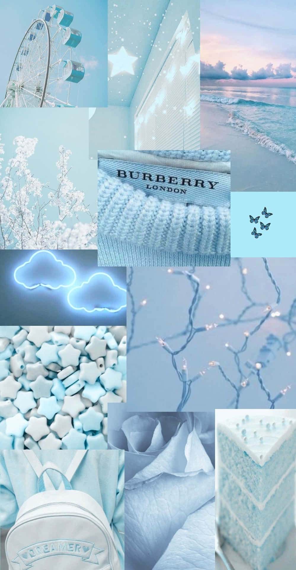Baby Blue Collage Aesthetic Background