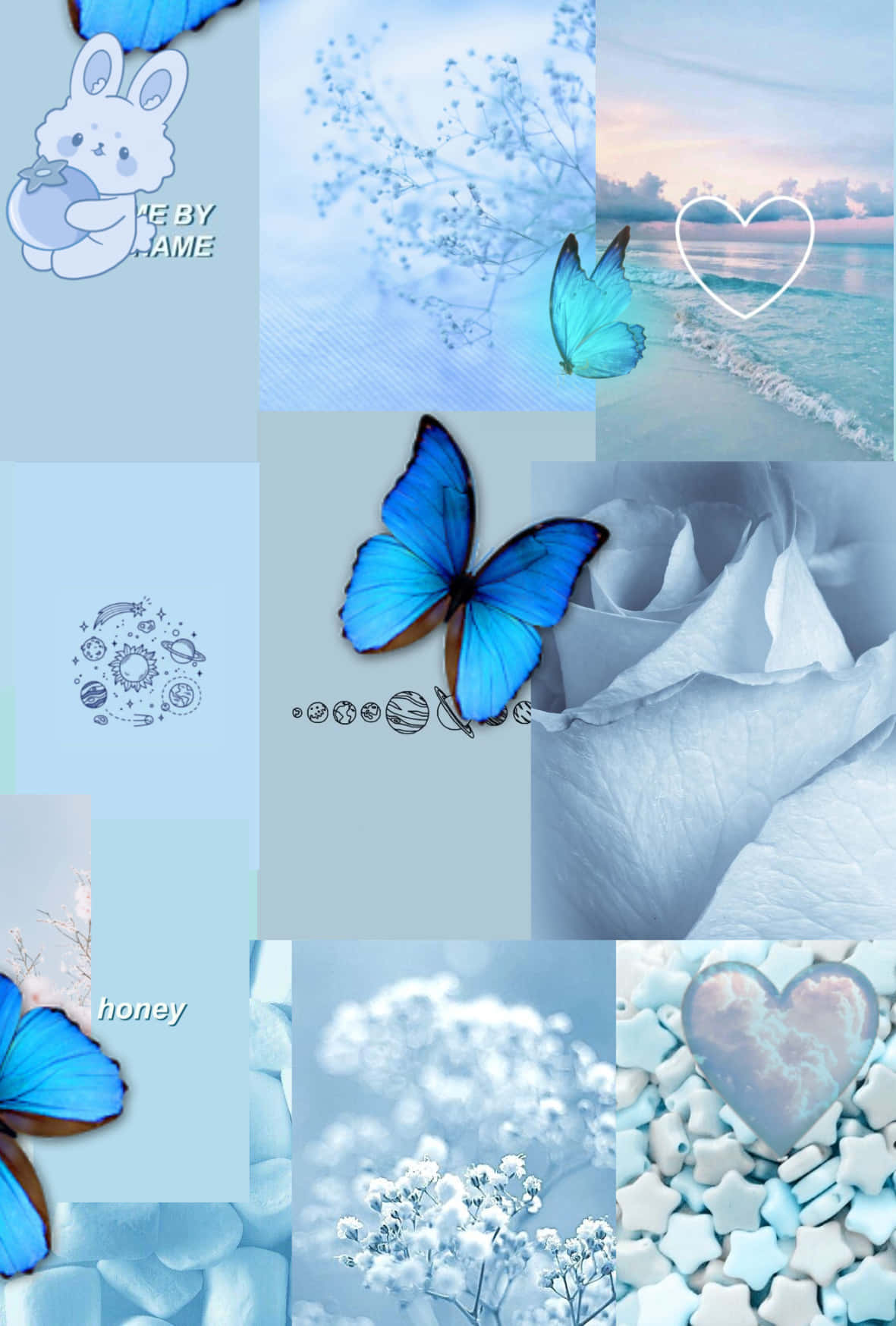Light Blue Aesthetic Background With Butterflies