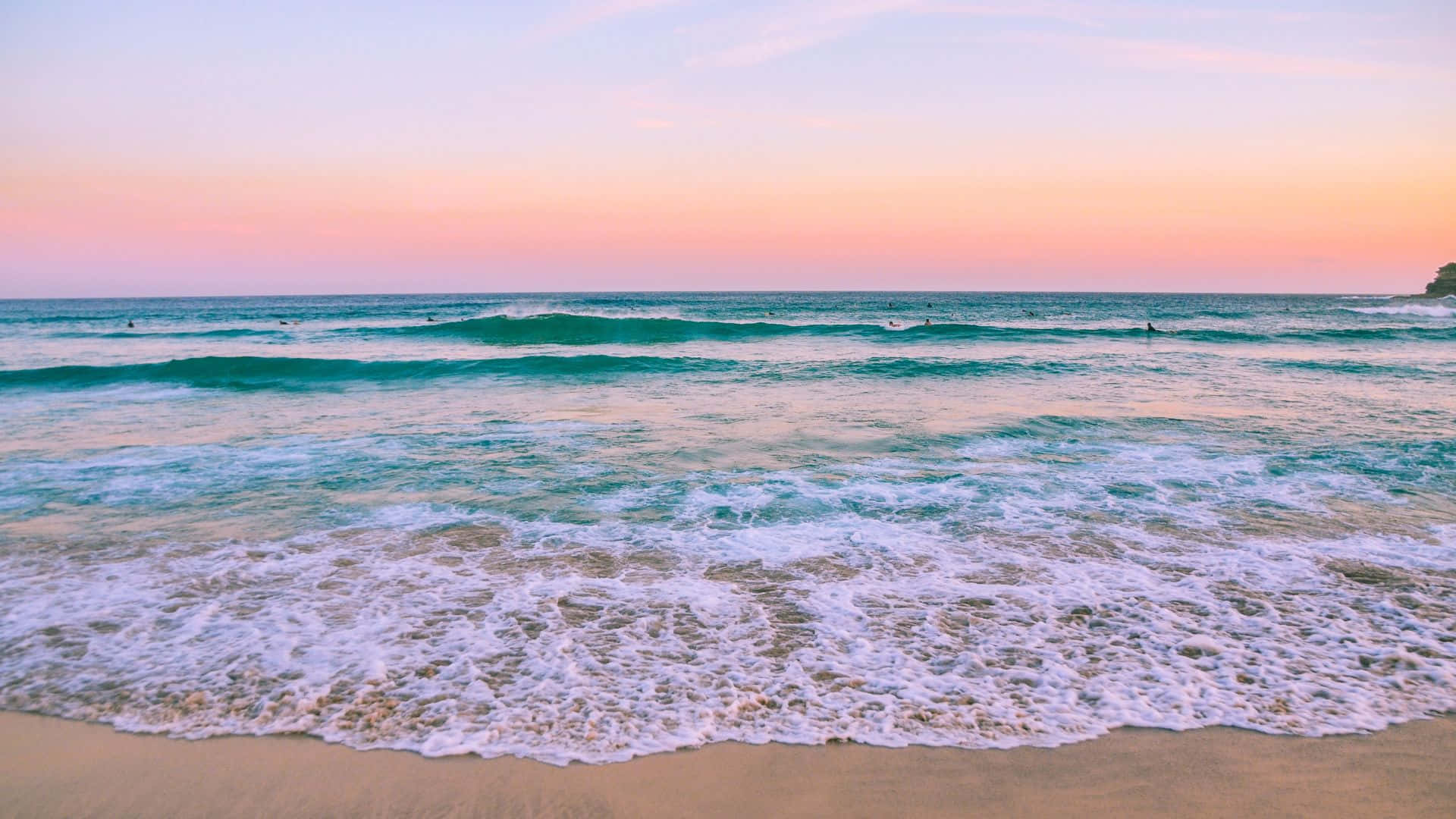 Aesthetic Beach Scene Waves Sunset Picture