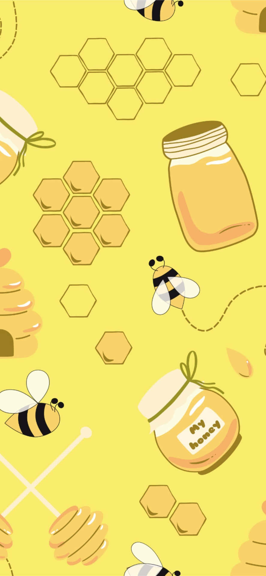 Vibrant Aesthetic Bee Artwork Wallpaper