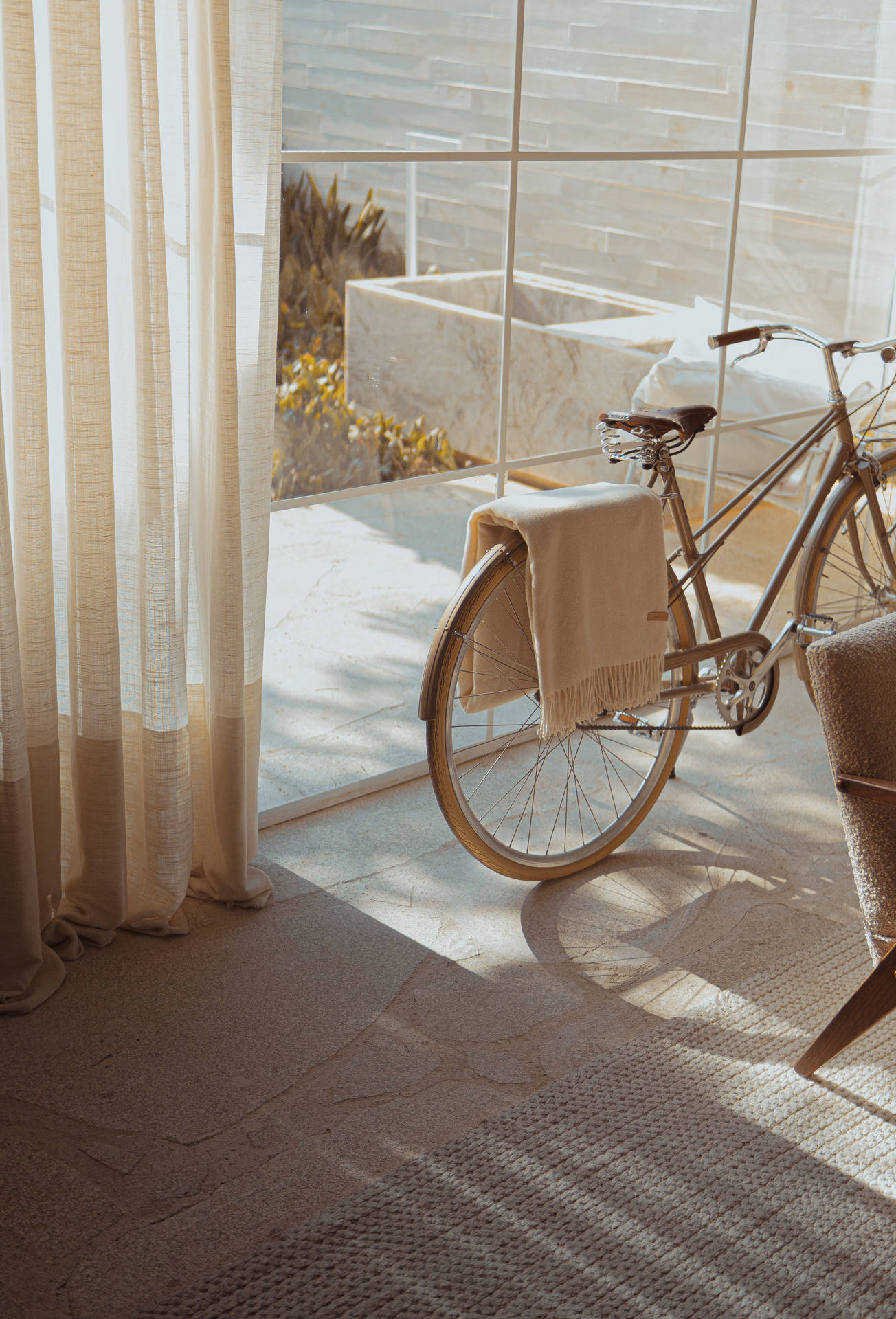 Aesthetic Beige Bicycle Background