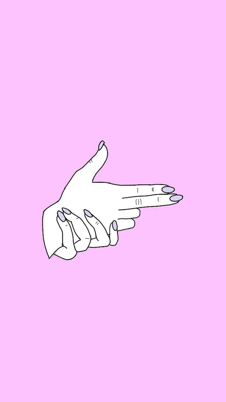 A Hand Is Pointing At A Pink Background Wallpaper
