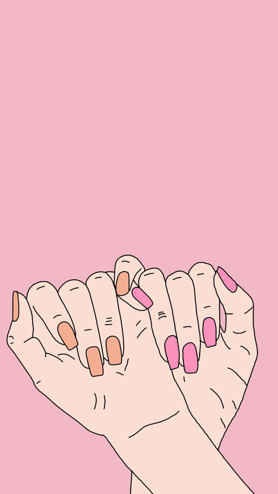 To hænder, der holder rosa negle Wallpaper