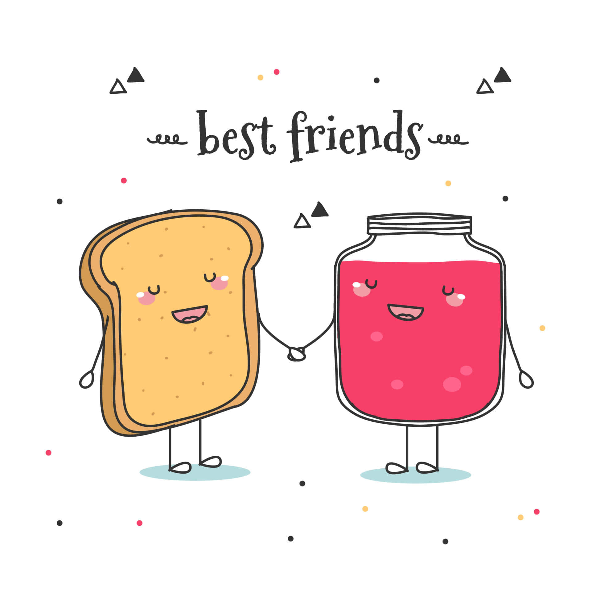 Two Cartoon Friends Holding Toast And Jam Wallpaper