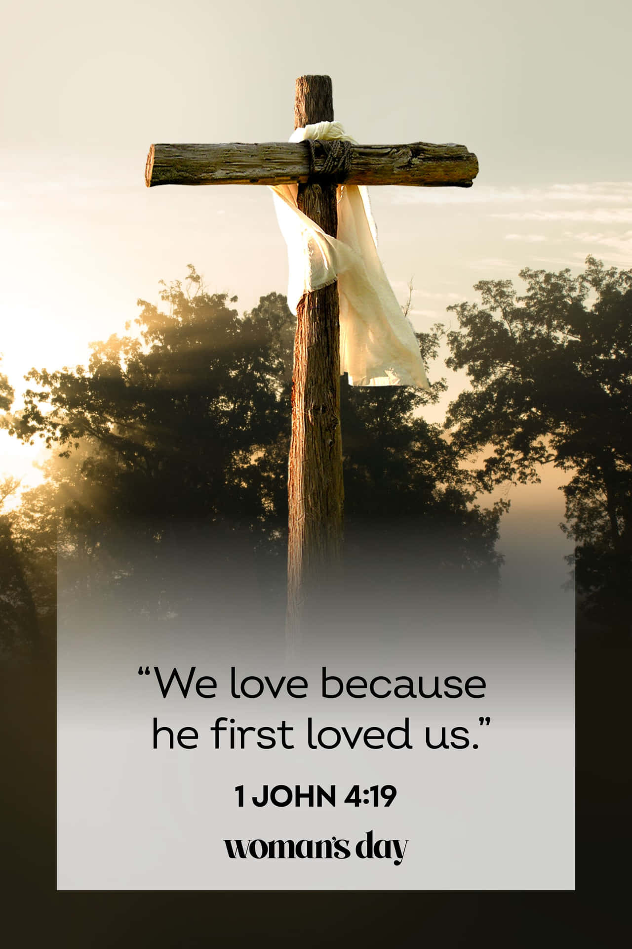 A Cross With The Words We Love Because He First Loved Us