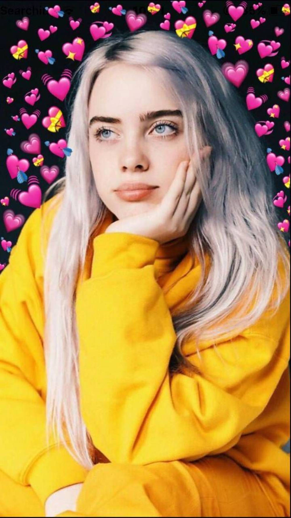 Aesthetic Billie Eilish Heart Emojis Background