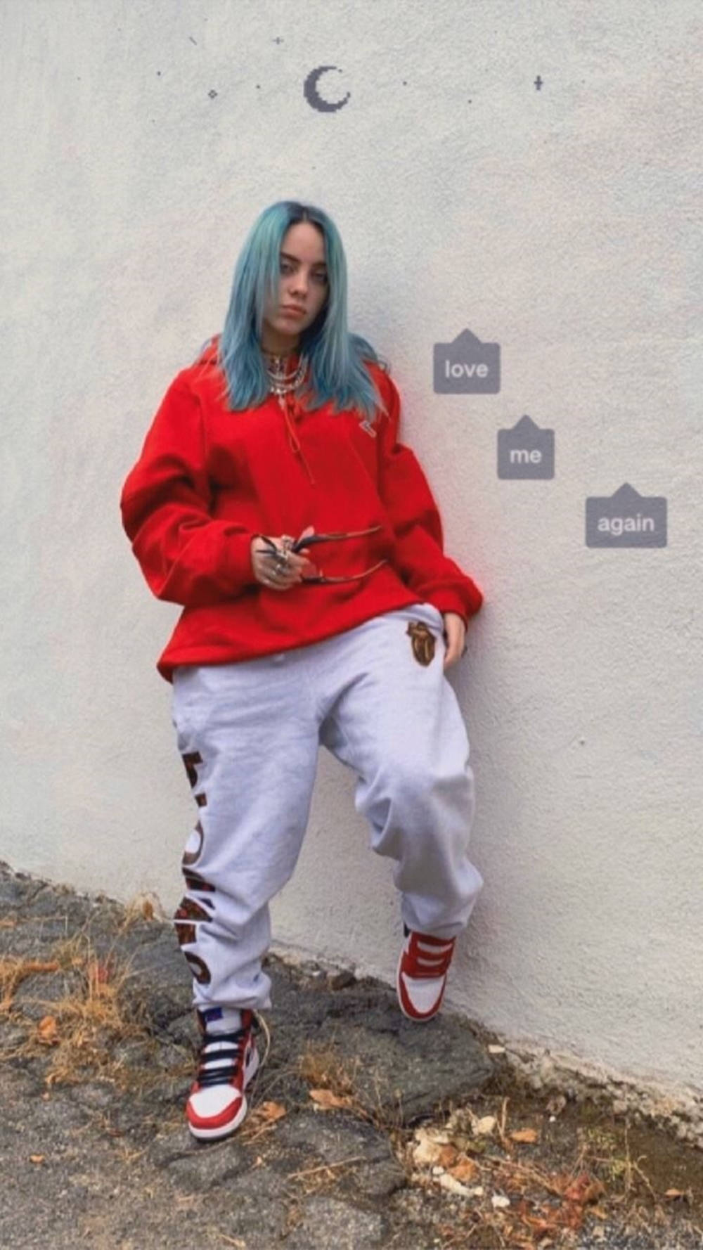 Aesthetic Billie Eilish On Wall Text Bubbles Background