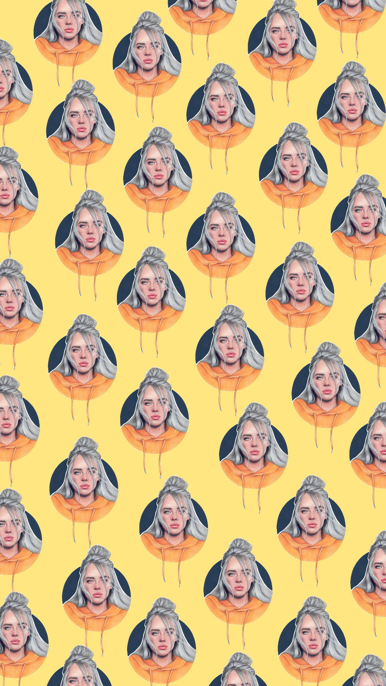 Ästhetischesbillie Eilish Gelbes Ästhetisches Gesichtscollage Wallpaper