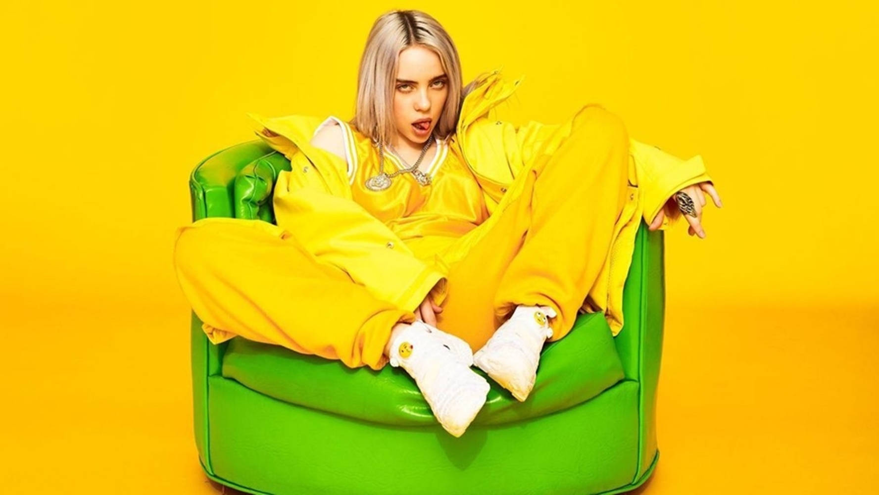 Aesthetic Billie Eilish Yellow And Green Background