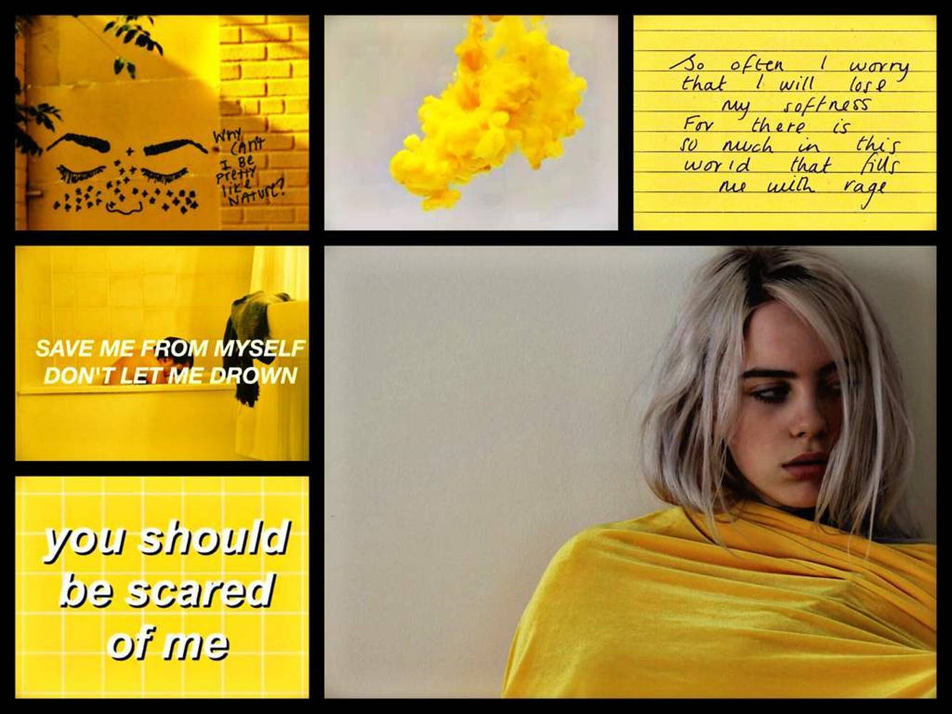 Aesthetic Billie Eilish Yellow Tumblr Aesthetic Wallpaper