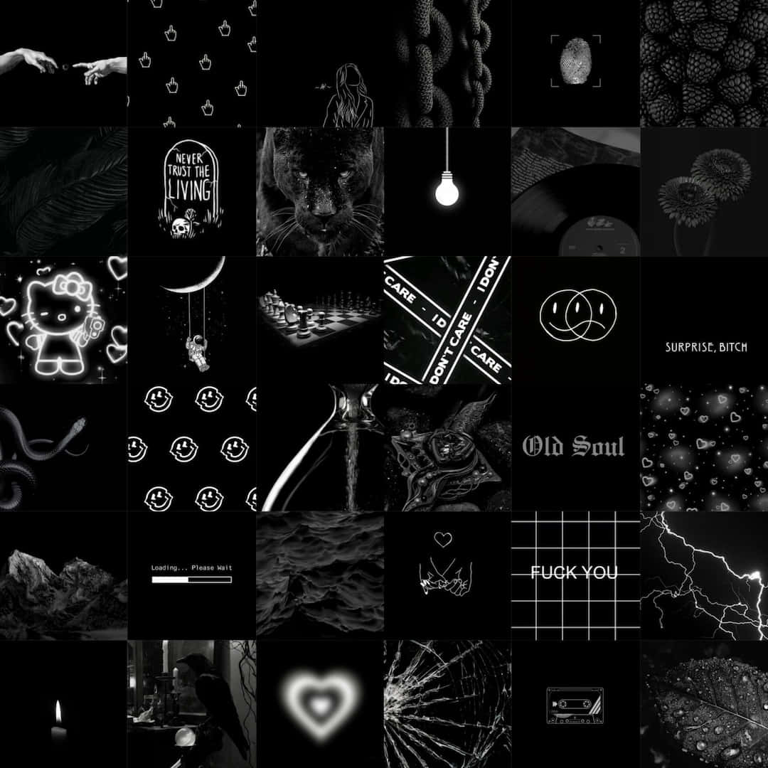 Aesthetic Black Images Collage Background
