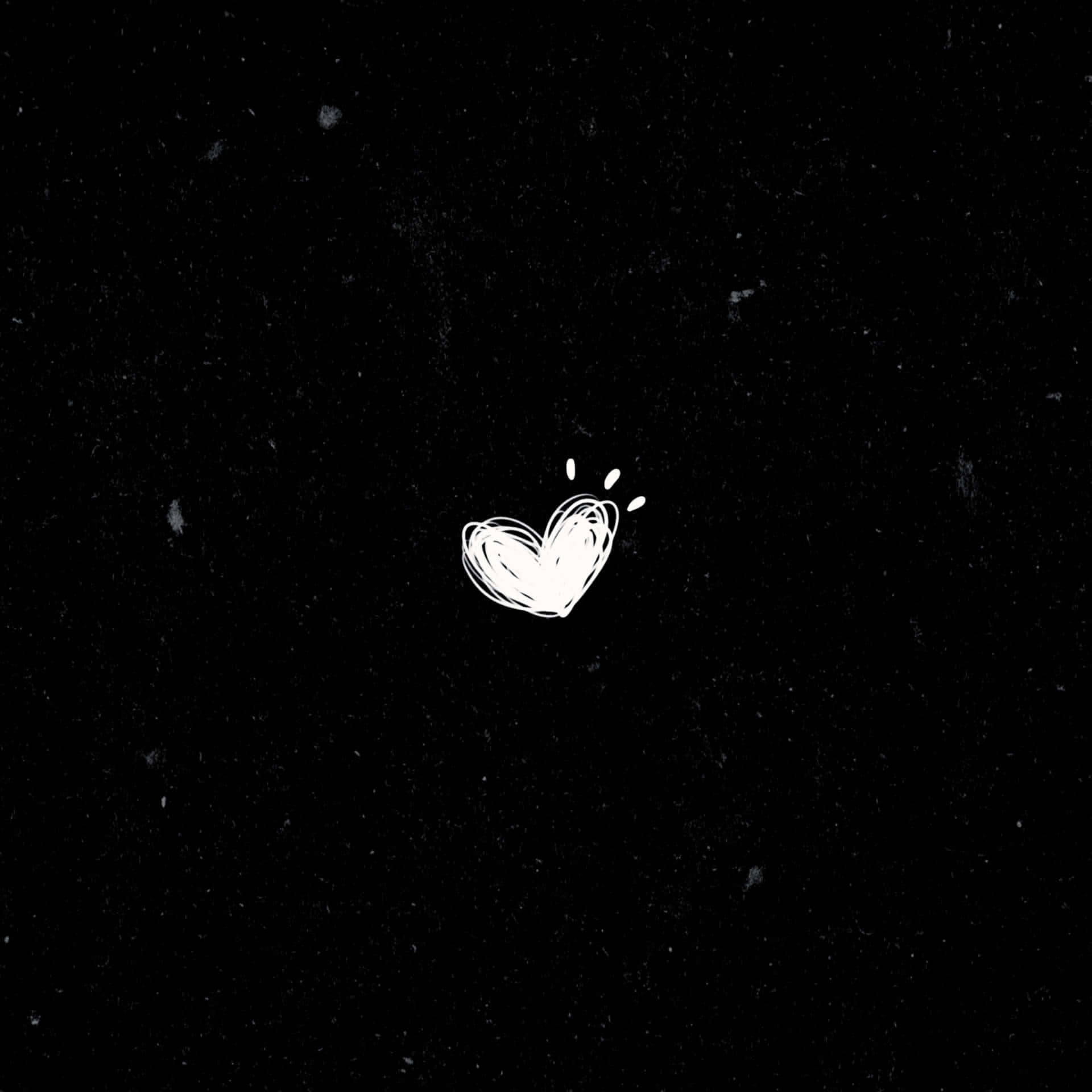White Heart Doodle Aesthetic Black Background