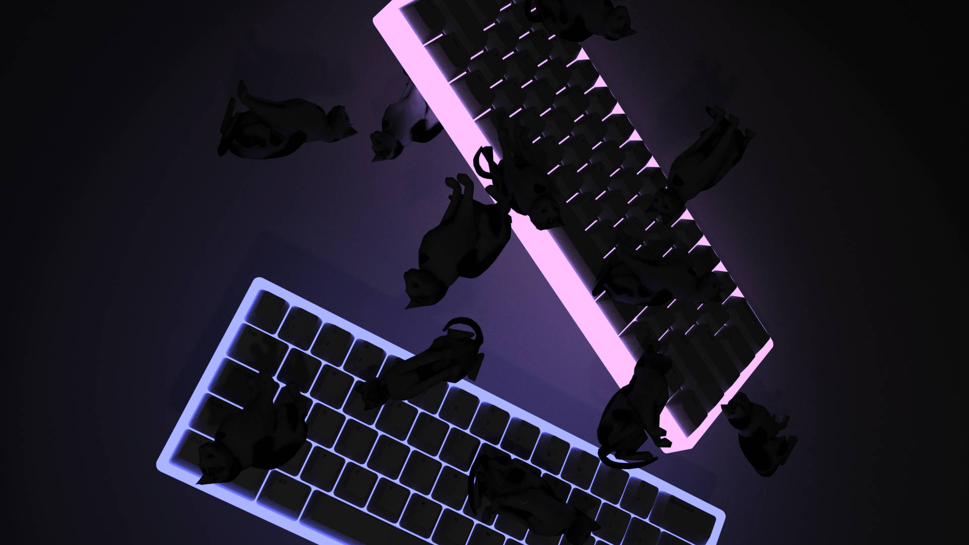 Aesthetic Black Cat Keyboard Wallpaper