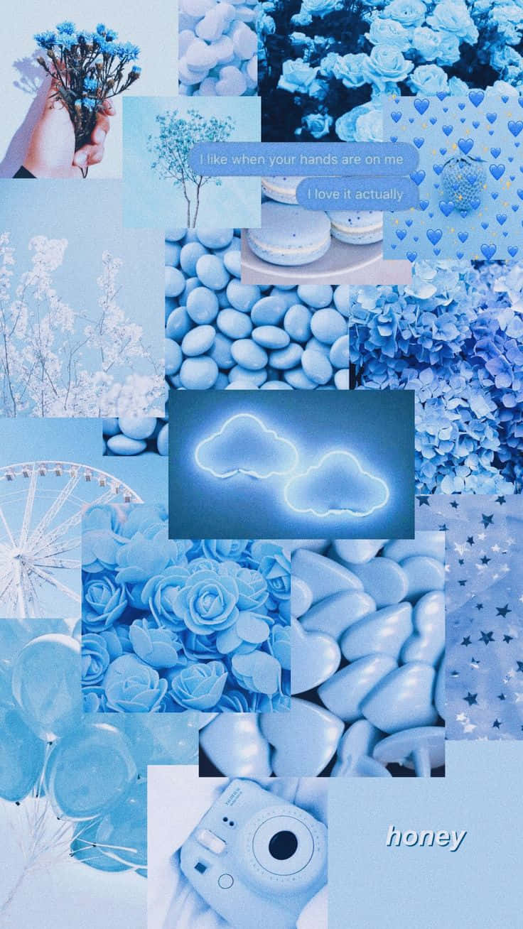 Collageazul Con Varias Imágenes De Flores Y Azul