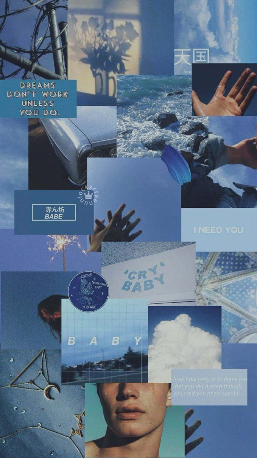 Aesthetic Blue Collage Of Sky Wallpaper