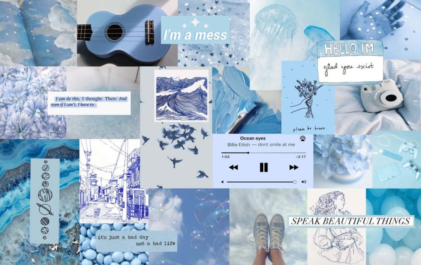 Aesthetically Pleasing Blue Collage Wallpaper