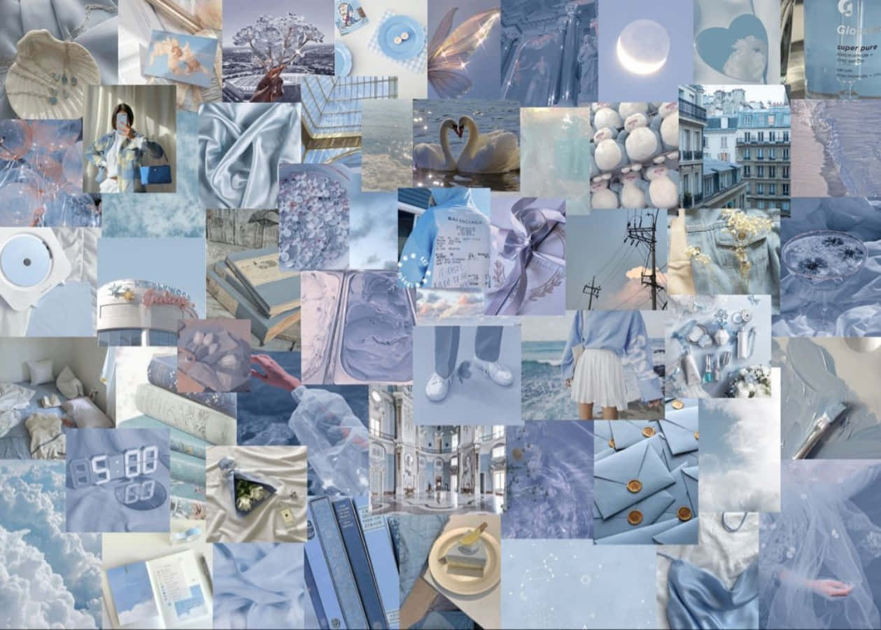 A Collage Of Blue Pictures And Pictures Wallpaper