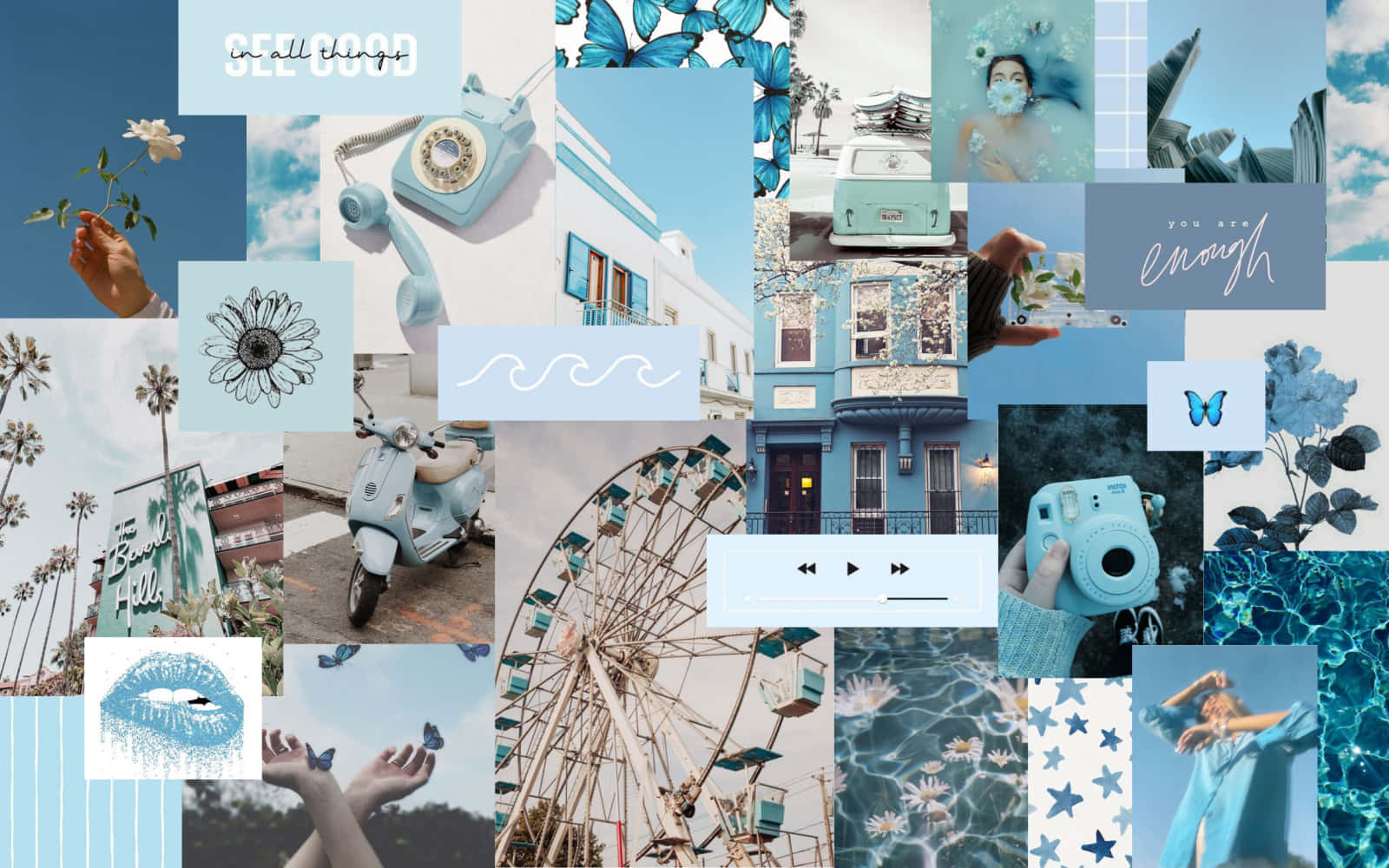 A Colorful Aesthetic Blue Collage Wallpaper