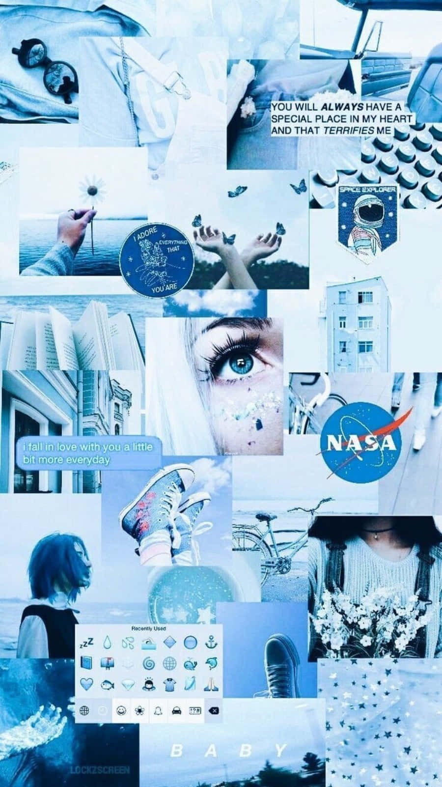 Æstetisk Blå Collage NASA Logo Mønster Wallpaper