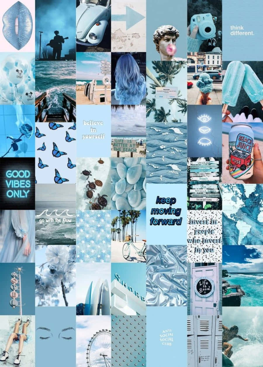 Download A beautiful blue collage of dreams Wallpaper | Wallpapers.com