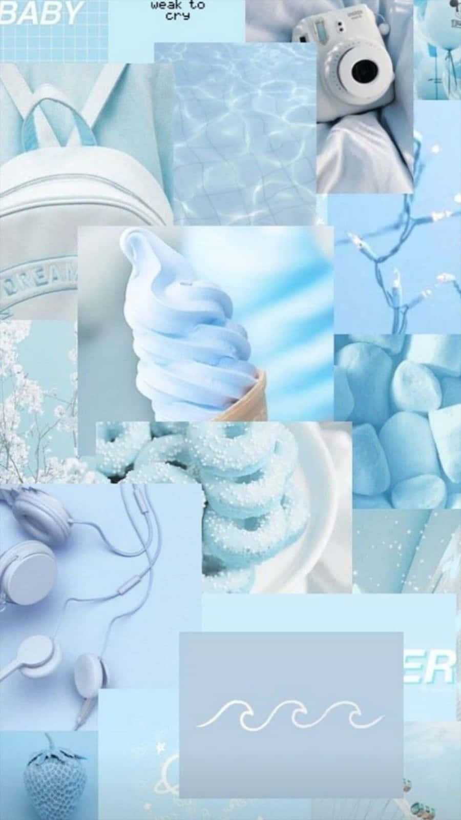 Lighthearted Aesthetic Blue Collage Ice Cream Wallpaper