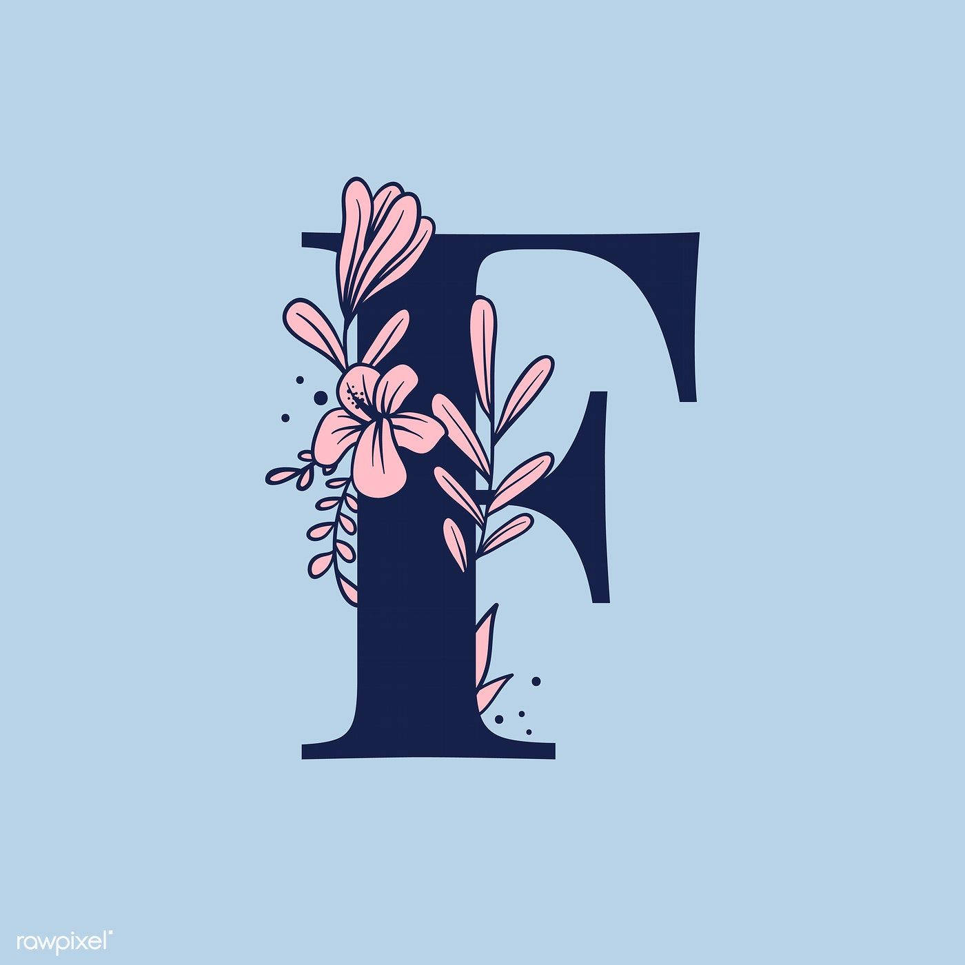 Aesthetic Blue Letter F