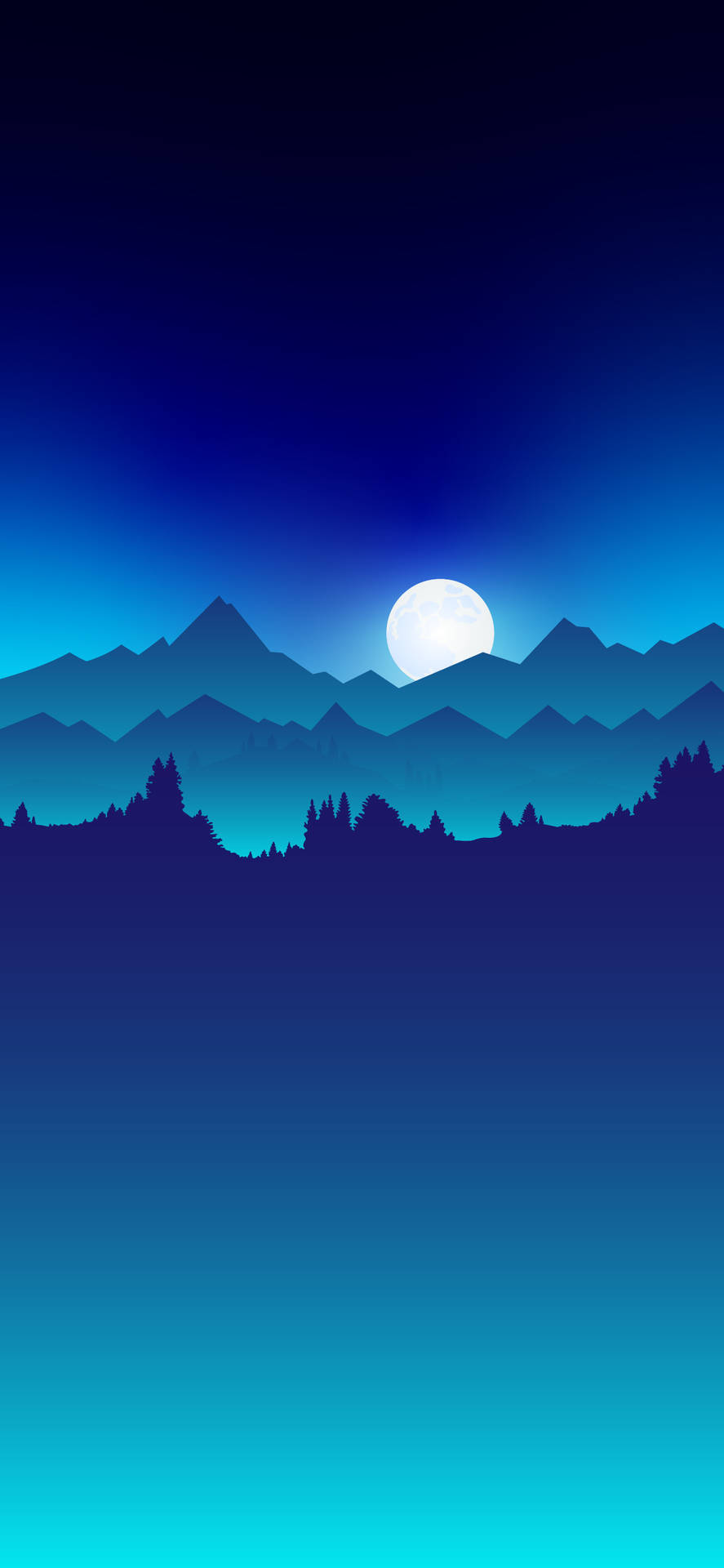 Estéticadigital De La Montaña Azul Y La Luna. Fondo de pantalla