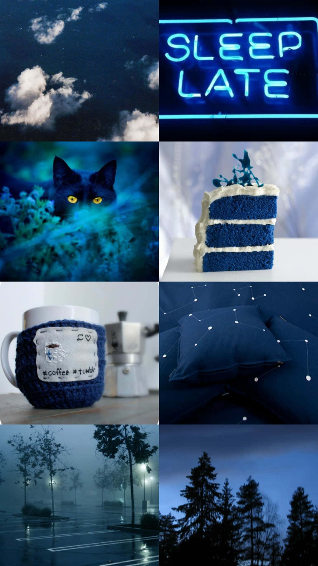 Ästhetischemarineblaue Collage-bilder