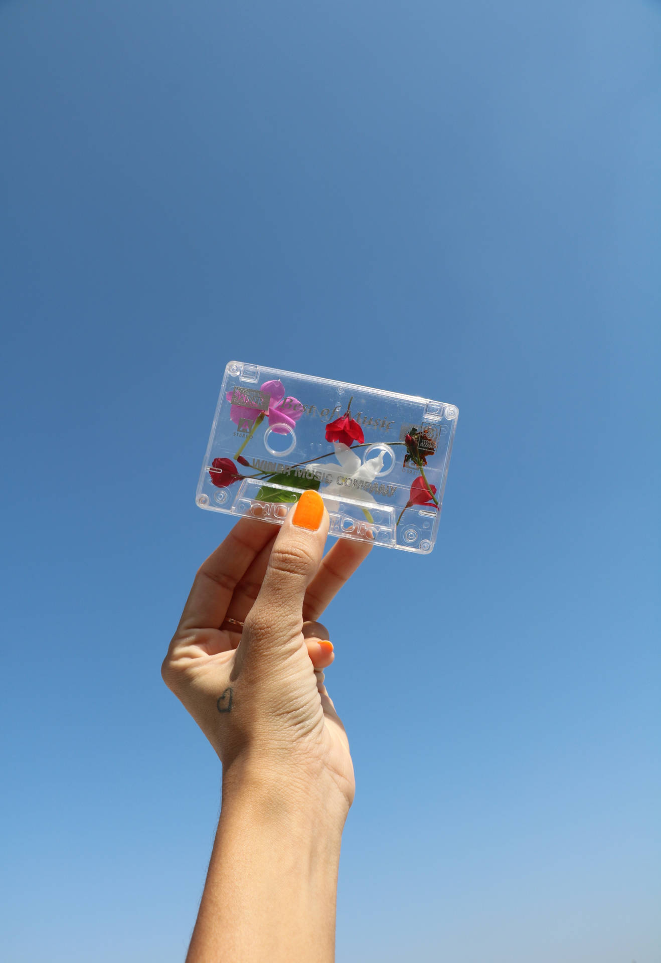 Aesthetic Blue Sky Floral Cassette Tape Wallpaper