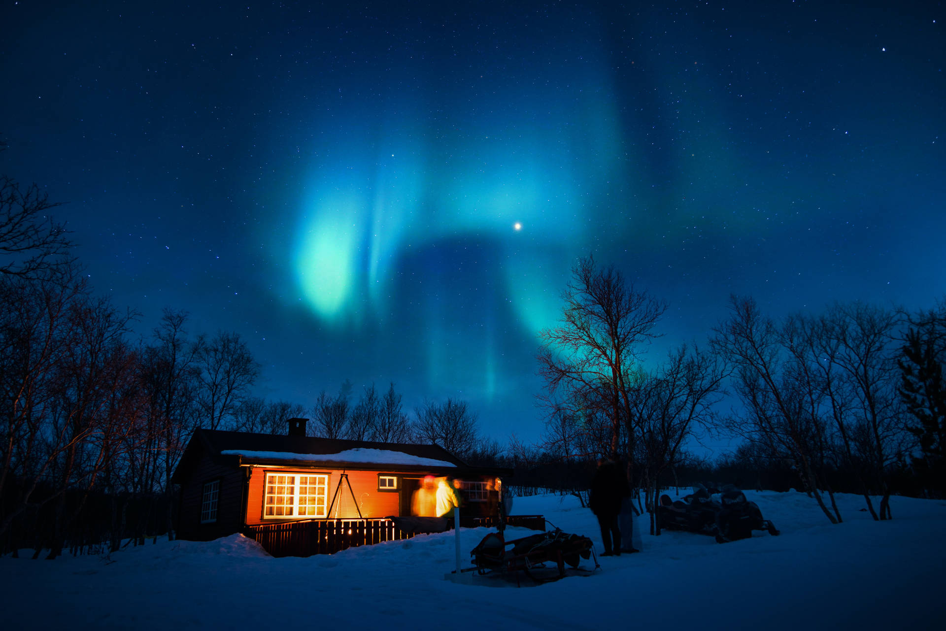 Aurora Boreale Invernale Blu Estetica Sfondo