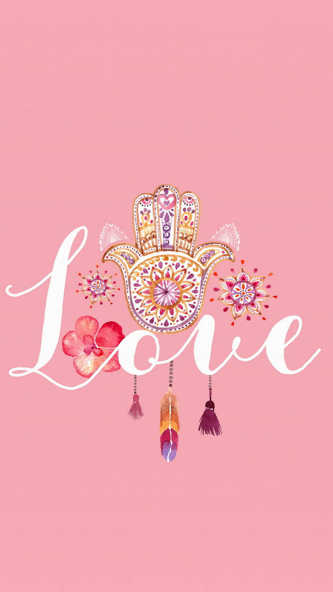 Aesthetic Boho Pink Love Wallpaper