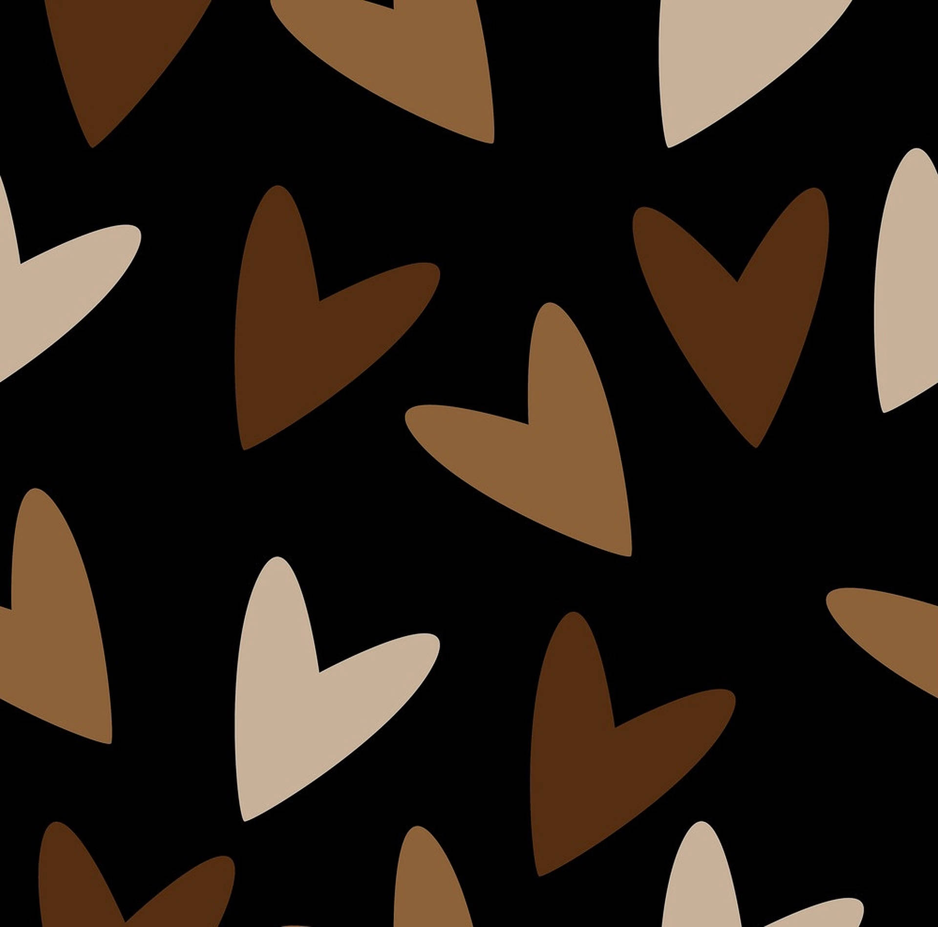 Aesthetic Brown Hearts Pattern Wallpaper