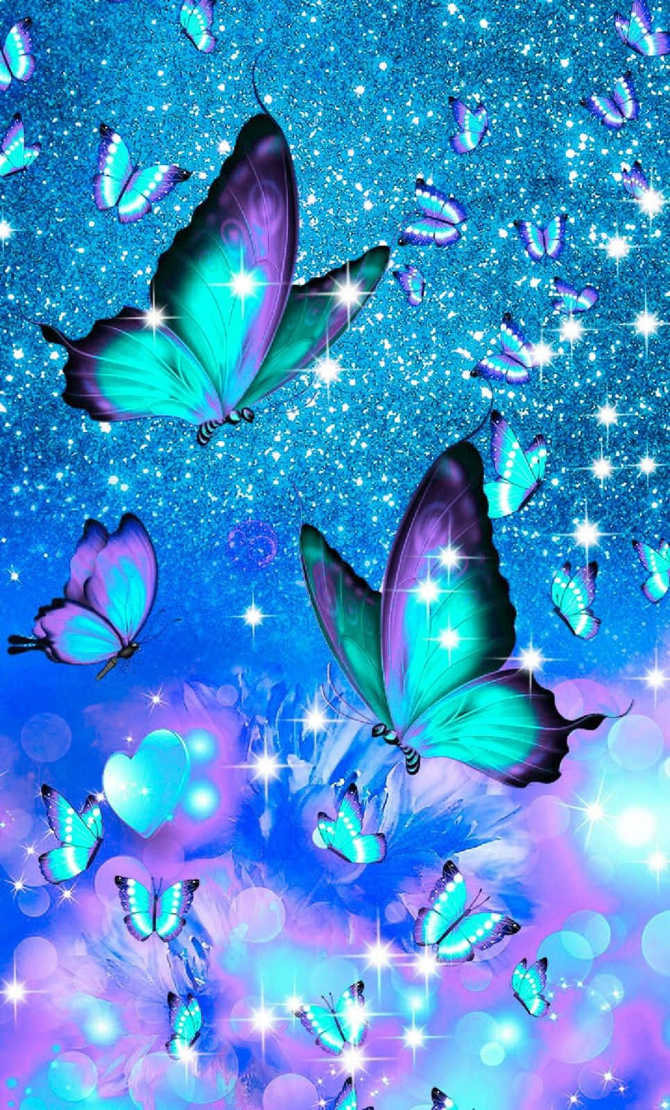 Blue Butterflies Flying In The Sky