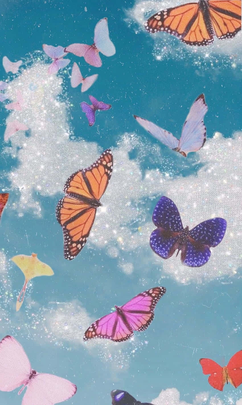 Einwunderschöner Schmetterling Mit Einem Komplexen Muster Aus Lila, Blau Und Weiß.