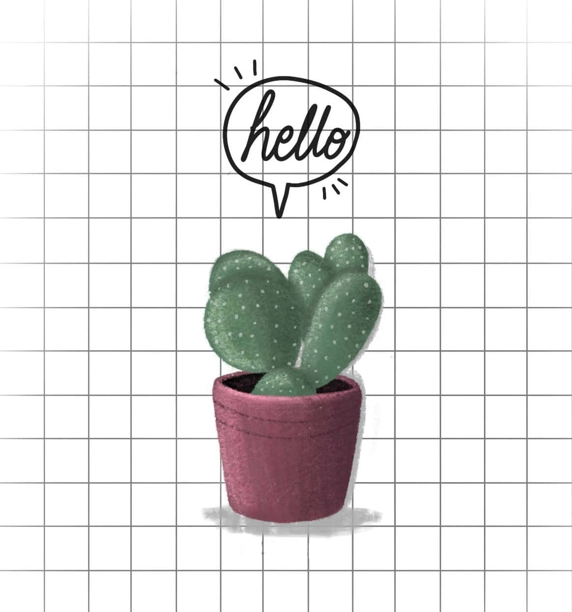 Aesthetic Hello Cactus Wallpaper