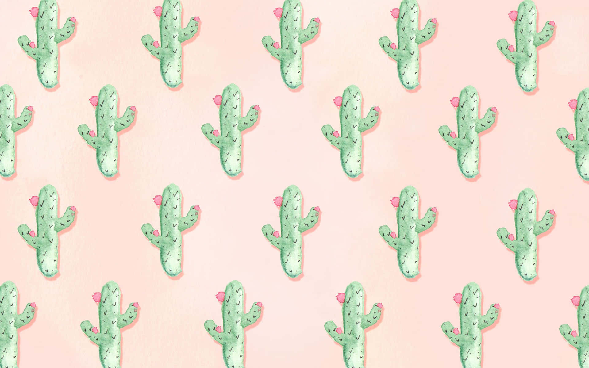 Aesthetic Cactus Seamless Wallpaper