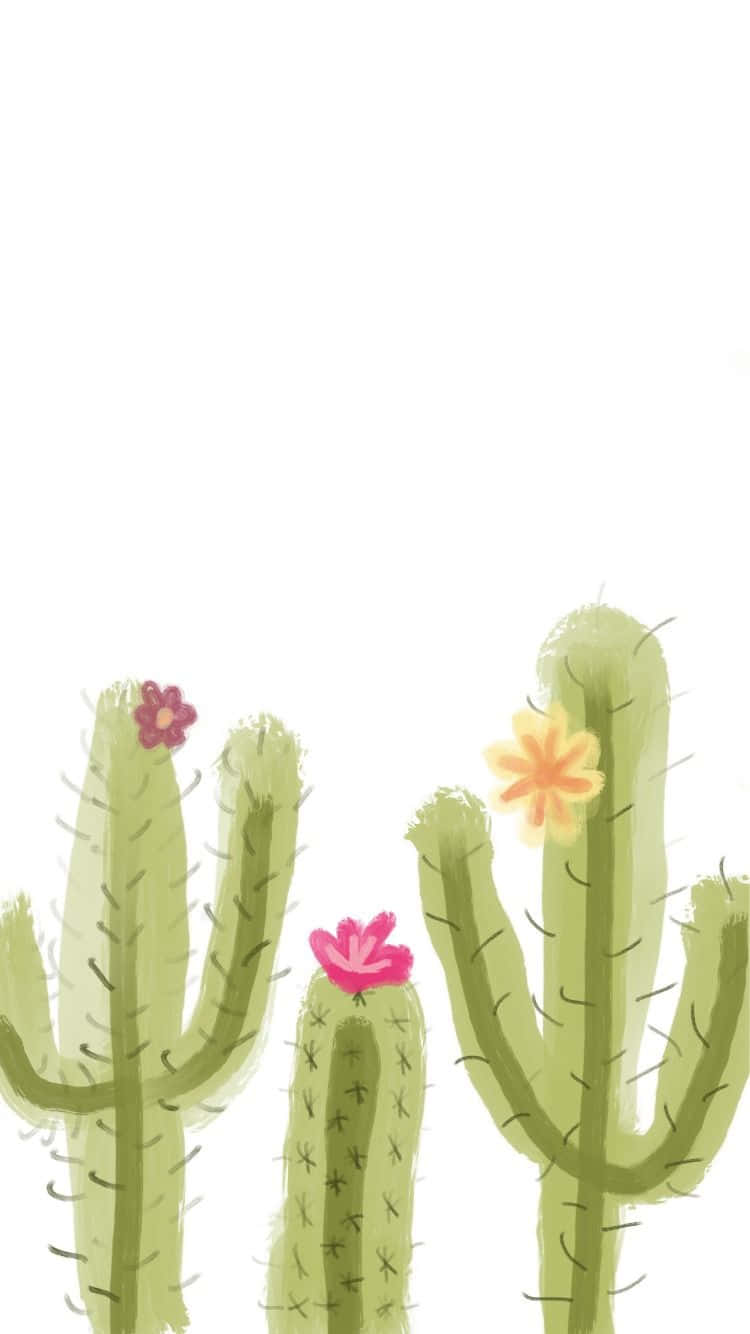 in Desert Pattern - Æstetisk tre kaktus i ørkenmønster Wallpaper