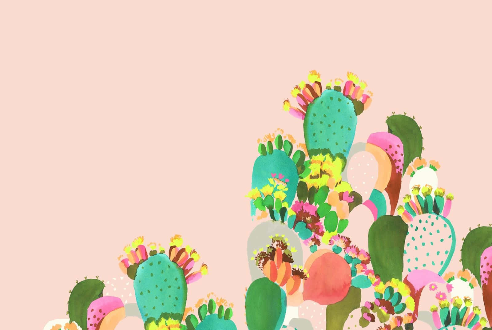 Design - Æstetisk farverig kaktusdesign Wallpaper
