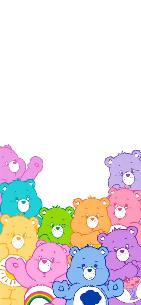 Aesthetic Care Bear Colorful On White Wallpaper